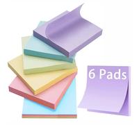Sticky Notes 6 Bright Color 6 Pads Self-Stick Notes 3 in * 3 in, 600 Sheets, Super Sticky Notes, 6 Brilliant Colors Assorted Self-Stick Pads for Notebook,Office,School and Home,100 Sheets/Pad, 6 Pack