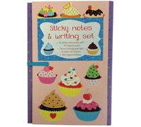 Sticky Notes and Writing Set: Cupcakes: Adorable stationery wallet set of writing pad, sticky notes and envelope with cute colourful cupcake illustrations