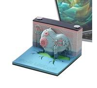 Sticky Notes Art | 3D Calendar Memo Pad, Creative Desk Calendar Notice, Artistic Paper Carver Deesk Calendar with LED Lights, Notepad for Home & Office, Creative Sculpture