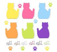 Sticky Notes, Creative Cat Shaped Stationery Set Sticky Notes with 6 Pcs Random Color Cute Cat Paper Clips for Cat Lovers Home Office School Women Kids Gifts