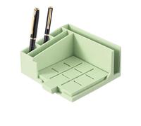 Sticky Notes Dispenser - 3 x 3 x 4 - Model Holder for Notebooks, Desk Organization | Memo Organizer with Five Line Stencils and Pen Slots for Home, Office