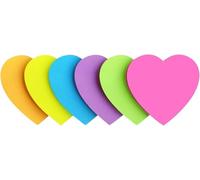 Sticky Notes Heart Shape Sticky Notes 8 Color Bright Colorful Pad 75 Sheets/Pad Self-Sticky Note Pads(6 Pads 6 Colour)