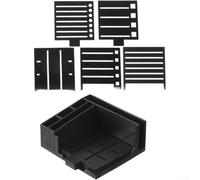 Sticky Notes Organizer Storage Box With Pen Holder For 3x3 And 4x4 Pads Modern Solid Color Abs Plastic Desktop Supply Station For Home Office School Blue(Black)