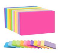 Sticky Notes Set, 76 x 127 mm 24 Pads of 100 Sheets Self-Stick Note Pads, 12 Brilliant Colors Assorted Easy to Post Sticky Notes for Home School Office (24, 76 * 127mm Rectangle Fluorescent Color)