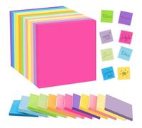 Sticky Notes Set, 76 x 76 mm 24 Pads of 100 Sheets Self-Stick Note Pads, 12 Brilliant Colors Assorted Easy to Post Sticky Notes for Home School Office (24, 76 x 76 mm Fluorescent Color)