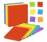 Sticky Notes Set, 76 x 76 mm 24 Pads of 100 Sheets Self-Stick Note Pads, 6 Brilliant Colors Assorted Easy to Post Sticky Notes for Home School Office (24, 76 * 76mm Square Rainbow Colors)