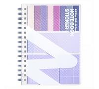 Sticky Notes Set with PU Cover,Portable Memo Pads,Reusable 8-Color Index Tabs & 3-Color Sticky Notes & 60-Page Notepad for Office School,Self-Stick Notes for Books,Folders,Student Supplies (Purple)