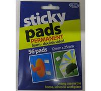 Sticky Pads Permanent Foam - Double Sided 12mm X 25mm 56 Pads (Pack of 2)