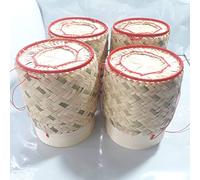Sticky Rice Basket -Kratip Size 3 Inches (Pack of 4) Thailand Handmade Bamboo Rice Container