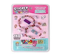 Sticky Rolls Bracelet Making Kit for Age 3+ Girls, 140 Mini Holographic Stickers| 2 Pendants| 2 Friendship Bracelets, DIY Sticki Rolls Bracelet for Kids and Teens, Fun and Creative Activity, Colorful