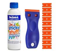 Sticky Stuff Remover Liquid 250ml - With Multi-Surface Cleaning Tool & 10 Spare Replacements - Ideal for Label remover, Tar, Chewing Gum remover, sticker remover, Adhesive remover and more