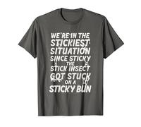 Sticky The Stick Insect, got Stuck on a Sticky bun T-Shirt, Men, Asphalt Grey, Large