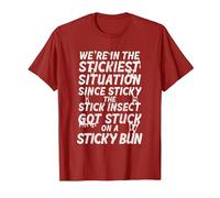 Sticky The Stick Insect, got Stuck on a Sticky bun T-Shirt, Men, Cranberry Red, Medium