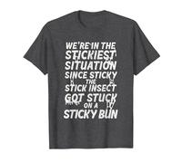 Sticky The Stick Insect, got Stuck on a Sticky bun T-Shirt, Men, Dark Heather Grey, X-Large
