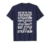Sticky The Stick Insect, got Stuck on a Sticky bun T-Shirt, Men, Navy Blue, X-Large
