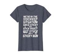Sticky The Stick Insect, got Stuck on a Sticky bun T-Shirt, Women, Heather Blue, Small