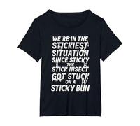 Sticky The Stick Insect, got Stuck on a Sticky bun T-Shirt, Women's Plus, Black, 5X