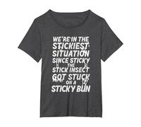 Sticky The Stick Insect, got Stuck on a Sticky bun T-Shirt, Women's Plus, Dark Heather Grey, 6X
