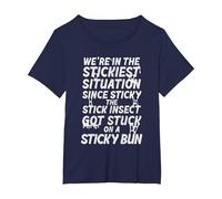 Sticky The Stick Insect, got Stuck on a Sticky bun T-Shirt, Women's Plus, Navy Blue, 3X