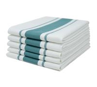 Sticky Toffee 100% Cotton Tea Towel - Teal Stripe Pattern, Pack of 5 | Kitchen Towel Set | Absorbent, Strong, Quick Dry & Machine Washable | Home Decor & Bathroom Accessories