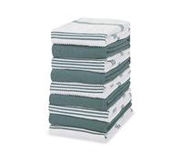 Sticky Toffee 100% Cotton Terry Tea Towel - Blue Plain & Stripe Pattern, Pack of 9 | Kitchen Towel Set | Absorbent, Strong, Quick Dry & Machine Washable | Home & Bathroom Accessories