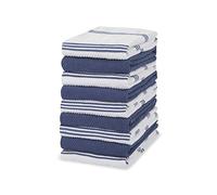 Sticky Toffee 100% Cotton Terry Tea Towel - Blue Plain & Stripe Pattern, Pack of 9 | Kitchen Towel Set | Absorbent, Strong, Quick Dry & Machine Washable | Home & Bathroom Accessories