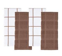 Sticky Toffee Cotton Terry Kitchen Dish Towel, 4 Pack, 28 in x 16 in, Brown Check