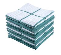 Sticky Toffee Cotton Terry Kitchen Dishcloth, 8 Pack, 12 in x 12 in, Blue Check