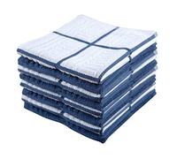 Sticky Toffee Cotton Terry Kitchen Dishcloth, 8 Pack, 12 in x 12 in, Dark Blue Check