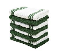 Sticky Toffee Cotton Terry Kitchen Dishcloth, Dark Green, 8 Pack, 12 in x 12 in