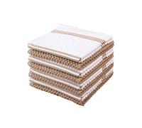 Sticky Toffee Cotton Terry Kitchen Dishcloth, Tan, 8 Pack, 12 in x 12 in