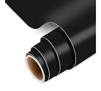 Sticky Vinyl Wrap Furniture Stickers Cupboard Covering Self Adhesive Peel and Stick Solid Sticker (Matt Black, 150cm x 30cm)