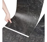 Stickyart 30 x 60 cm, Pack of 4 PVC Floor Marble Dark Grey Bathroom Tile Stickers, Tile Stickers, Kitchen Adhesive Tiles, PVC Flooring Tiles, Self-Adhesive