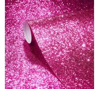Stickyart 40cmX700cm Peel and Stick Hot Pink Glitter Wallpaper Roll Glitter Wall Covering Self Adhesive Sequin Wallpaper Sparkle Contact Paper for Wedding Party Birthday Decoration DIY Crafts
