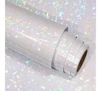 Stickyart Holographic Sticker Paper Transparent Broken Glass Pattern Waterproof 30cmX400cm Iridescent Sticker Paper Roll Holographic Rainbow Vinyl Rolls Self Adhesive Laminating Sheets Clear Holo