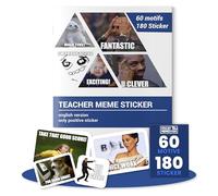 StickyMemes030 Positive Teacher Memes Stickers, Pack of 120, 60 Designs, For Notes, Teacher Gift, Leaving Gift