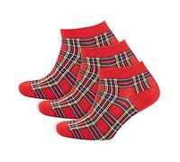 StickyRico1 Mens 3 Pack Trainer Ankle Socks Union Jack Scotland Shamrock (Royal Stewart)