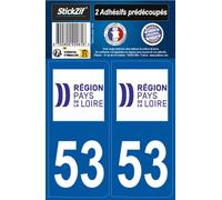 STICKZIF SR53 2 Adhesive Stickers Department 53 Pays de la Loire Region, Set of 2