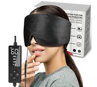 sticro Heated Eye Mask with Extra Large Size for Dry Eyes and Sinus Pressure Relief, Ultra Soft Face Heating Pad for Tension Headache Relief, Jaw TMJ Pain Relief - 3 Heat & 5 Timing Settings (Black)
