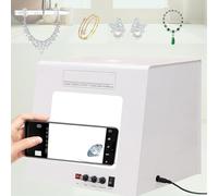 STIDEsknautic Electric Turntable Gold and Silver Jewelry Photo Light Box,Photography Light Box,Softbox Dimmable Rotating Turntable,Speed Adjustable,for Jewelry Photography Video 3D Scanning 20CM