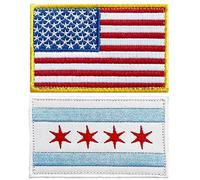stidsds 2 Pack American US Chicago Flag Patch USA Chicago City Flags Embroidered Patches United States Flags Military Tactical Patch for Clothes Hat Backpacks Pride Decorations