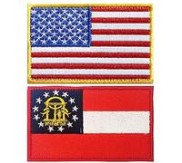 stidsds 2 Pack American US Georgia Flag Patch USA Georgia GA State Flags Embroidered Patches United States Flags Military Tactical Patch for Clothes Hat Backpacks Pride Decorations