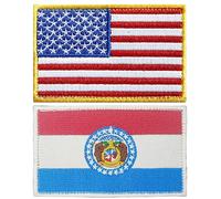 stidsds 2 Pack American US Missouri Flag Patch USA Missouri MO State Flags Embroidered Patches United States Flags Military Tactical Patch for Clothes Hat Backpacks Pride Decorations