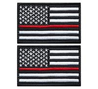stidsds 2 Pack American US Thin Red Line Flag Patch USA Firefighter Flags Embroidered Patches United States Fireman Flags Military Tactical Patch for Clothes Hat Backpacks Pride Decorations