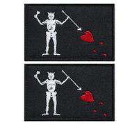 stidsds 2 Pack Blackbeard Flag Patch Pirate Edward Teach Flags Embroidered Patches Pirate Edward Teach Flags Military Tactical Patch for Clothes Hat Backpacks Pride Decorations