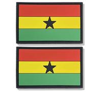 stidsds 2 Pack Ghana Flag Patch Ghanaian Military Tactical Patch Ghana Flags PVC Hook and Loop Fastener Patches for Clothes Hat Backpacks Pride Decorations