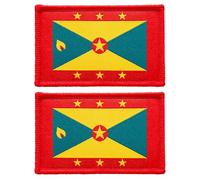 stidsds 2 Pack Grenada Flag Patch Grenada Flags Embroidered Patches Grenadian Flags Military Tactical Hook and Loop Fastener Patch for Clothes Hat Backpacks Pride Decorations