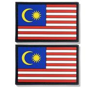 stidsds 2 Pack Malaysia Flag Patch Malaysian Military Tactical Patch Malaysia Flags PVC Hook and Loop Fastener Patches for Clothes Hat Backpacks Pride Decorations