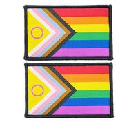 stidsds 2 Pack New Intersex Progress Flag Patch Gay Flags Embroidered Patches LGBTQ Flags Military Tactical Patch for Clothes Hat Backpacks Pride Decorations