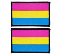 stidsds 2 Pack Pansexual Flag Patch Pansexual Rainbow Flags Embroidered Patches Gay LGBTQ Flags Military Tactical Hook and Loop Fastener Patch for Clothes Hat Backpacks Pride Decorations